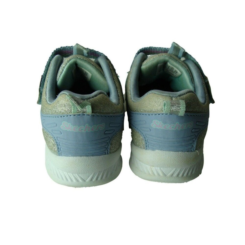 Skechers Girls Glitter Sneakers Size 7.5 Silver & Blue Hook & Loop Closure - Picture 3 of 7